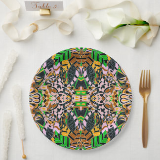 Cute colourful abstract floral paper plate