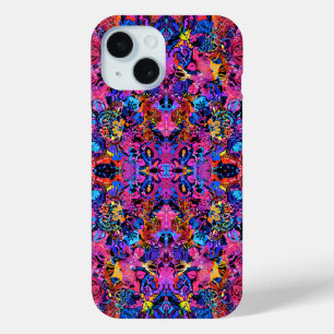 Cute colourful abstract floral patterns iPhone 15 case