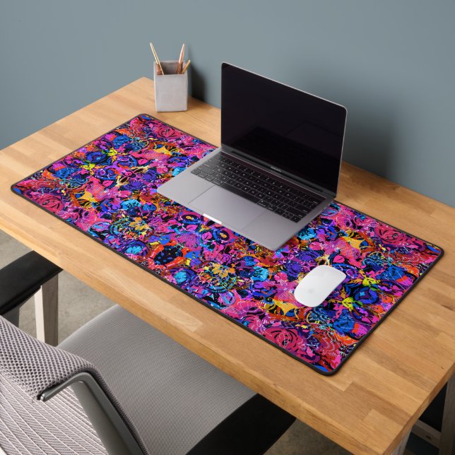 Cute colourful abstract floral patterns desk mat (Office 2)