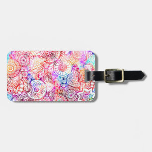 Cute colourful abstract flowers license plate fram luggage tag