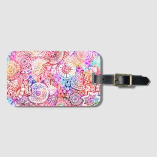 Cute colourful abstract flowers license plate fram luggage tag