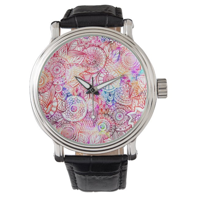 Cute colourful abstract flowers license plate fram watch (Front)
