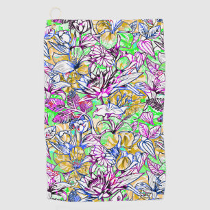 Cute colourful abstract flowers luggage tag golf towel