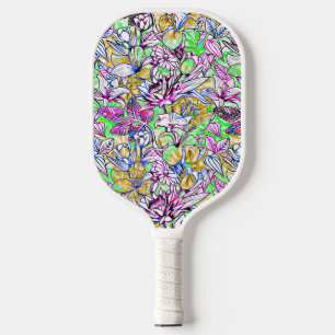 Cute colourful abstract flowers luggage tag pickleball paddle