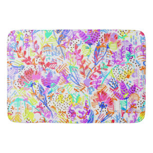Cute colourful abstract flowers patterns bath mat