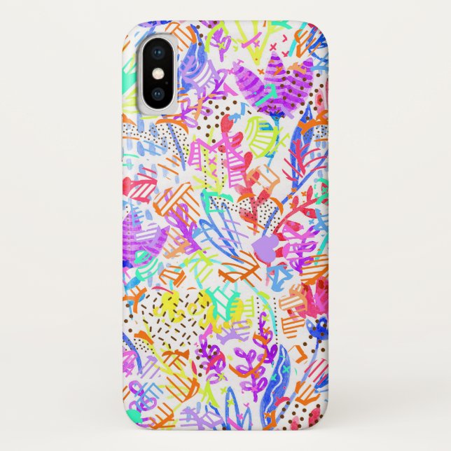 Cute colourful abstract flowers patterns Case-Mate iPhone case (Back)