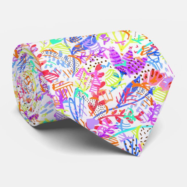 Cute colourful abstract flowers patterns tie (Rolled)