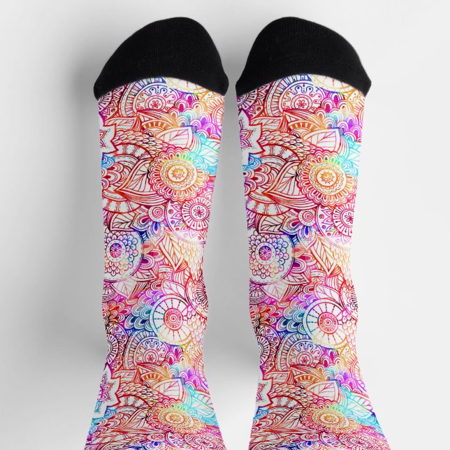 Cute colourful abstract flowers  socks (Top)