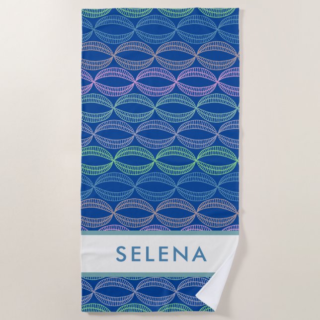 Cute Colourful Abstract Geometric Circle Pattern Beach Towel (Front)
