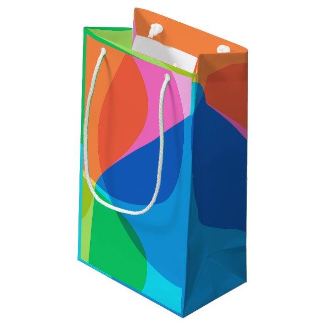 Cute Colourful Abstract Geometric Rainbow  Small Gift Bag (Back Angled)