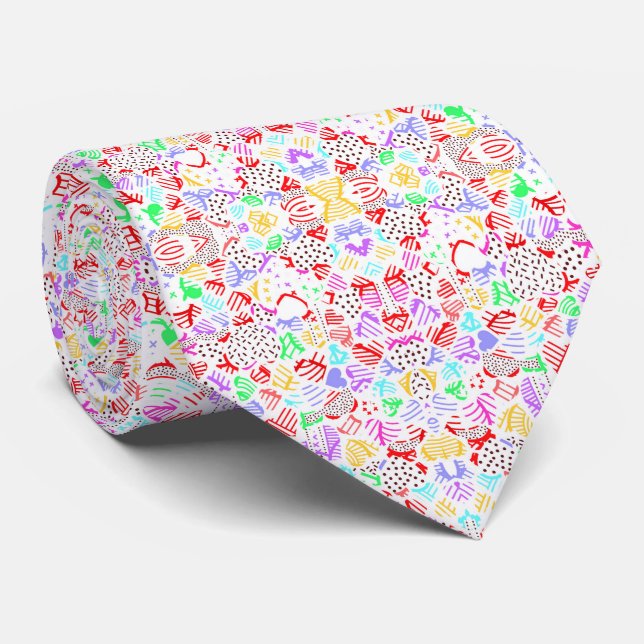 Cute colourful abstract hearts tie (Rolled)