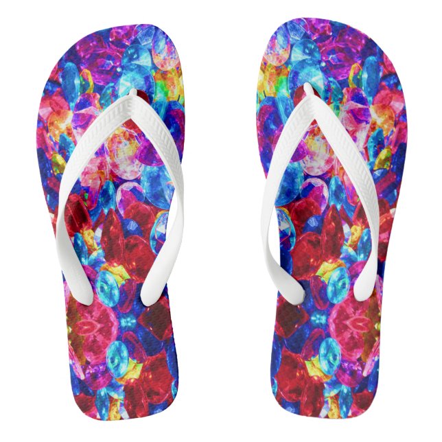 Cute colourful abstract jewellery texture jandals (Footbed)