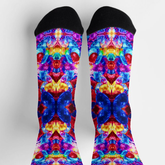 Cute colourful abstract jewellery texture socks (Top)