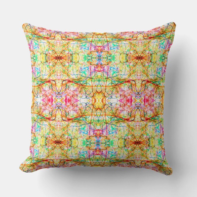 Cute colourful abstract lines cushion (Front)