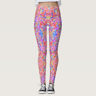 Cute colourful abstract lines painting leggings