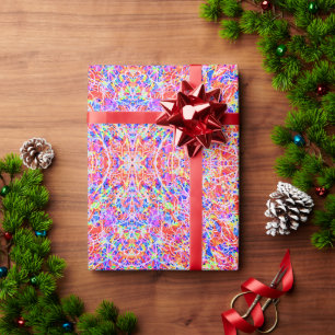 Cute colourful abstract lines painting wrapping paper