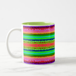 Cute colourful abstract lines Two-Tone coffee mug