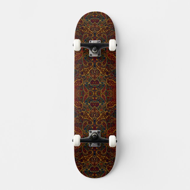 Cute colourful abstract marble skateboard (Front)