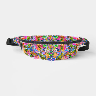 Cute colourful abstract mixed paisley flowers bum bags