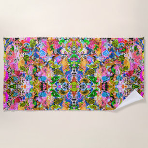 Cute colourful abstract mixed paisley flowers pape beach towel