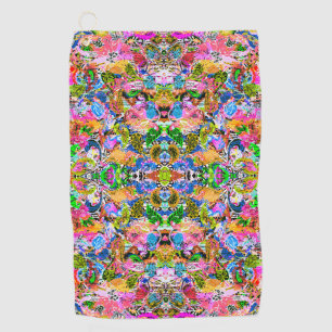 Cute colourful abstract mixed paisley flowers pape golf towel