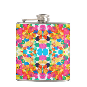 Cute colourful abstract painting hip flask
