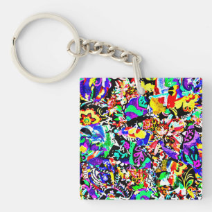 Cute colourful abstract painting iPad air case Key Ring
