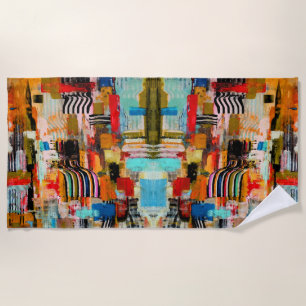 Cute colourful abstract painting throw pillow beach towel
