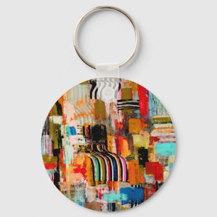 Cute colourful abstract painting throw pillow key ring