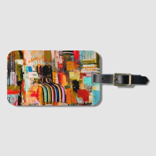 Cute colourful abstract painting throw pillow luggage tag
