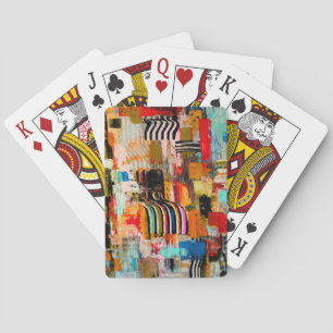 Cute colourful abstract painting throw pillow playing cards