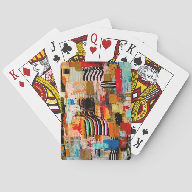 Cute colourful abstract painting throw pillow playing cards (Back)