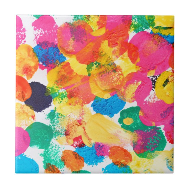 Cute colourful abstract painting tile (Front)