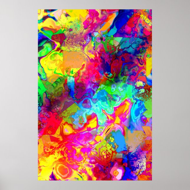 Cute colourful abstract phantom throw pillow poster (Front)