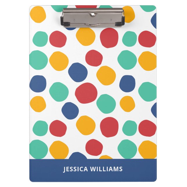 Cute Colourful Abstract Polka Dot Pattern  Clipboard (Front)