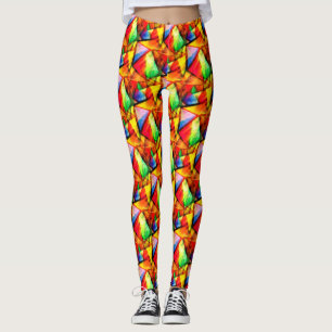 Cute colourful abstract seamless triangles pattern leggings