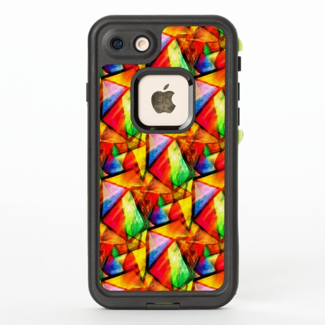 Cute colourful abstract seamless triangles pattern LifeProof iPhone case (Back)