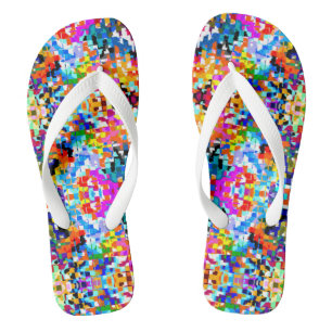 Cute colourful abstract squares jandals