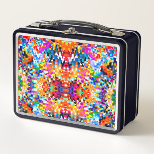 Cute colourful abstract squares metal lunch box