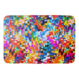 Cute colourful abstract squares notebook bath mat
