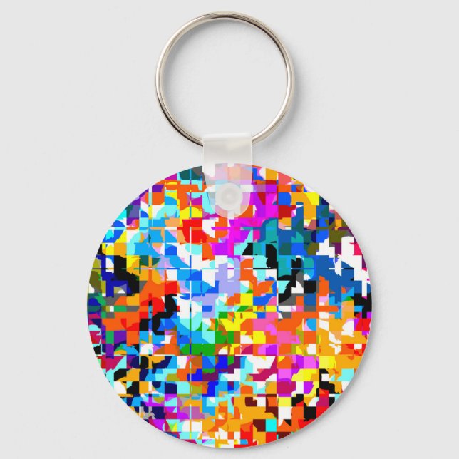 Cute colourful abstract squares notebook key ring (Front)