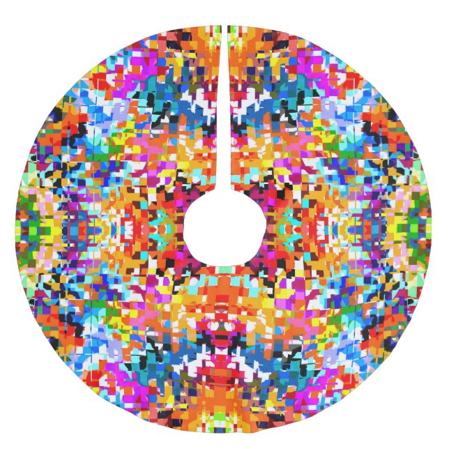 Cute colourful abstract squares notebook laptop sl brushed polyester tree skirt (Front)