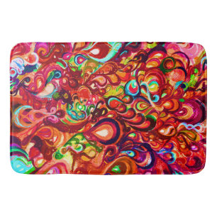 Cute colourful abstract swirl paint bath mat