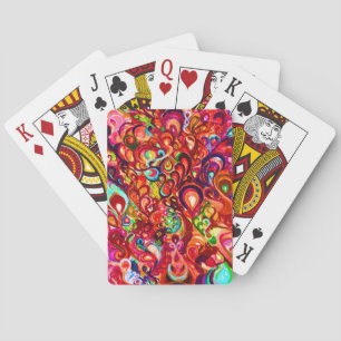 Cute colourful abstract swirl paint playing cards