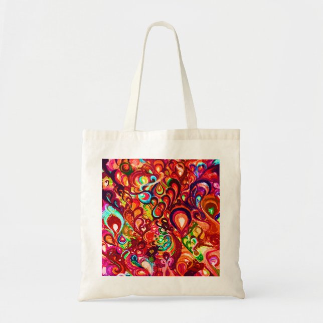 Cute colourful abstract swirl paint tote bag (Front)
