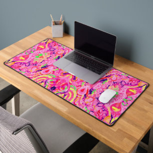 Cute colourful abstract swirls paint desk mat