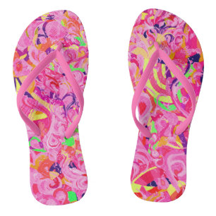 Cute colourful abstract swirls paint jandals