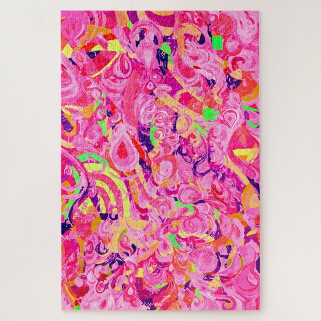 Cute colourful abstract swirls paint jigsaw puzzle (Vertical)