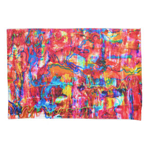 Cute colourful abstract waves painting pillowcase