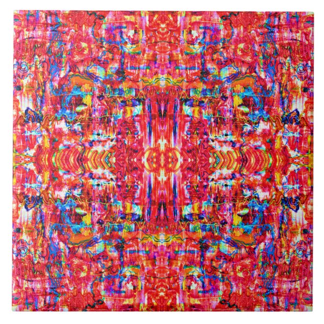 Cute colourful abstract waves painting tile (Front)